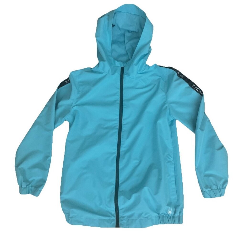 Spyder Aqua Blue Jacket Wind Breaker Logo Zip Women’s Medium